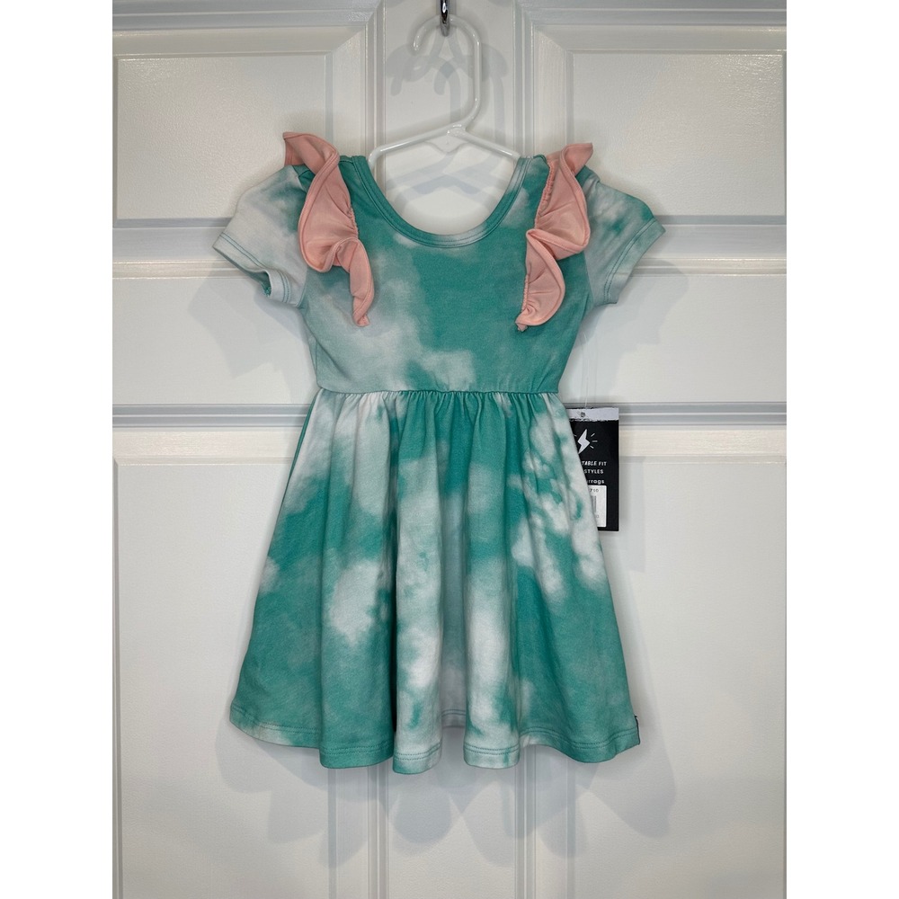 Rags‎ Kids Tie Dye Dress Aqua Pink Ruffle Flutter Sleeve Size 12-18 Months